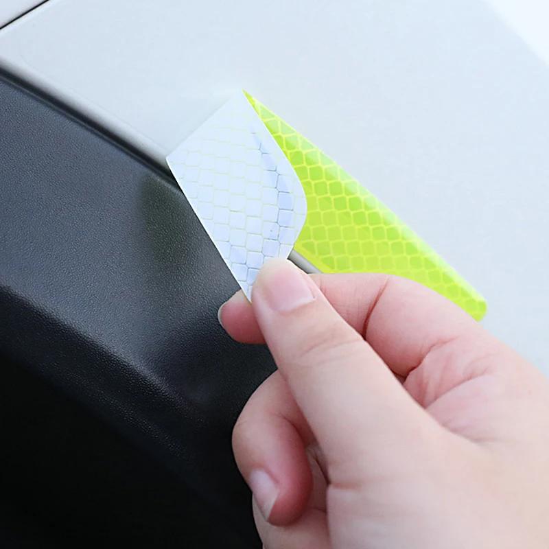 6Pcs Car Safety Warning Sticker Mark Car Reflective Stickers Tape Bumper Reflective Strips Exterior Accessories Universal