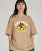 ASTRAL PROJECTION Front Chuckle Bear Round Neck 15-Count Cotton Short Sleeve T-Shirt_Beige
