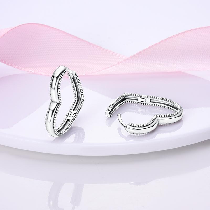 Earrings 925 Sterling Silver Hoop Earring Sparkling Heart-Shaped Star Moon Earrings For Women Jewelry Fine Birthday Party Gifts