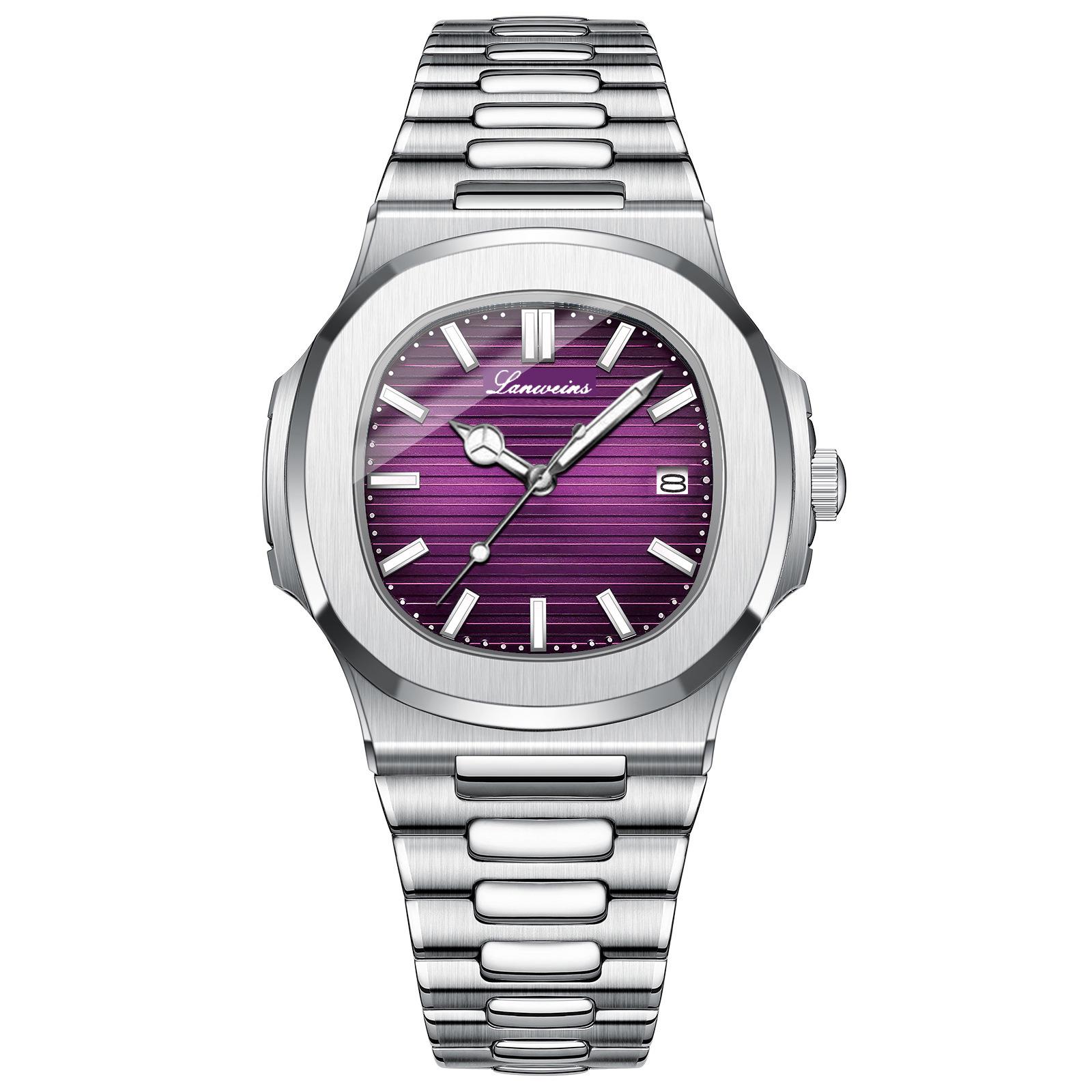 Men s Luminous Steel Band Parrot Quartz Watch with Calendar