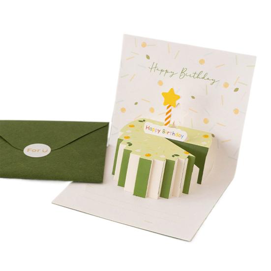 

1 Set Greeting Card Foldable Vivid Color Smoothly Writing Stunning Visual Effect Express Wishes Attractive Birthday Handwritten 3D Card D