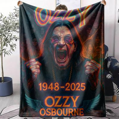 O-ozzy RIP Ozzy Osbourne Ρίχταρι Μαλακό Φανελένιο Ρίχταρι Καλοκαιρινή Κουβέρτα Ελαφριά Άνετο Ρίχταρι για Ύπνο στον Καναπέ Κρεβάτι Ταξίδι