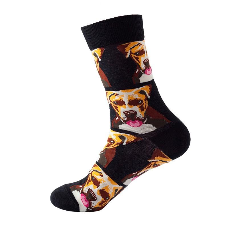 Mens Cotton Cartoon Animal Socks Mid-Calf Casual Trendy Youth Wear