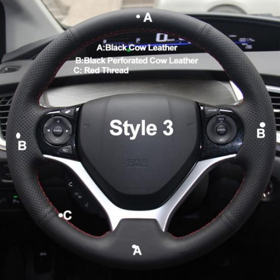 DIY Car Steering Wheel Cover Suede For Honda Civic Civic 9 2012 2013 2014 2015
