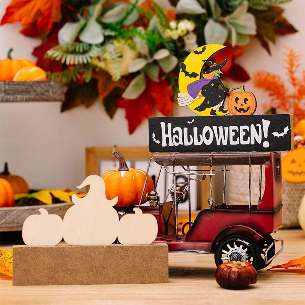 DIY Gifts Desk Ornaments Festival Pumpkin Ghost Decor Halloween Wooden Ornaments  Halloween
