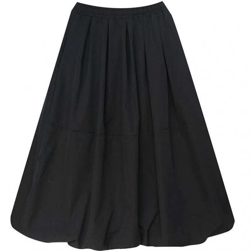 Plus Size Midi Skirt Loose A Line High Waist Elastic Puffy Dresses Autumn Winter  Fashionable Simple