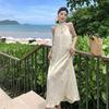 Summer New Elegant Flower Neck Pleated A-Line Loose Dress