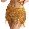 Sequins Belly Dance Waist Chain 4-Layer Tassel Hip Scarf Latin Dance Hula Short Skirt  Party