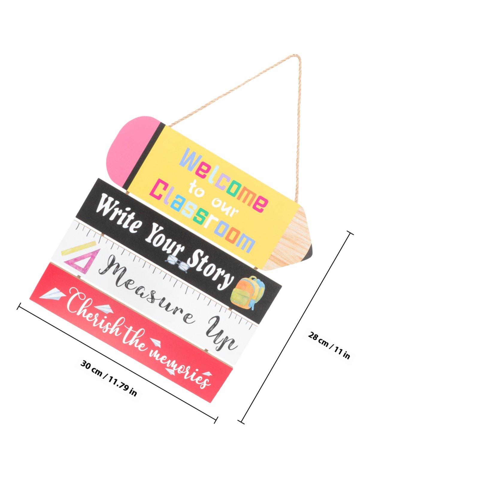

School Season Hanging Wooden Plaque Door Sign Decorative Door Hanging Board for Home Cafe Back to School Season Wall Ornament