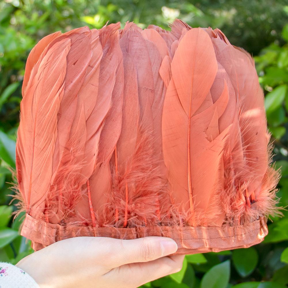 2 Meter Natural Dyed Goose Feather Trim Fringe Ribbon for Wedding Decor Costume Accessories DIY Crafts Gift Wrapping Supplies