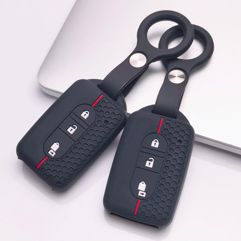 Silicone Key Cover with keychain for Nissan 3 Button Smart Key, Fits Nissan Qashqai X-Trail Juke Pathfinder Navara, Shockproof Key Fob Holder