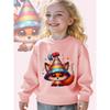 Kids Crewneck Sweatshirt, Festive Party Fox Graphic Print, Soft Casual Long Sleeve Pullover