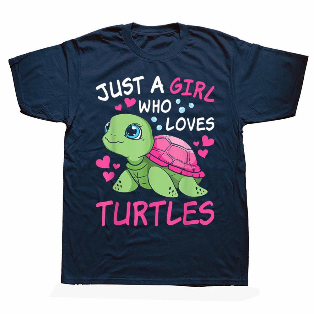 Funny Just A Girl Who Loves Turtles Ocean Animal Cute Sea Turtle T Shirts Mens Clothing Fashion Casual Loose Oversized T Shirt