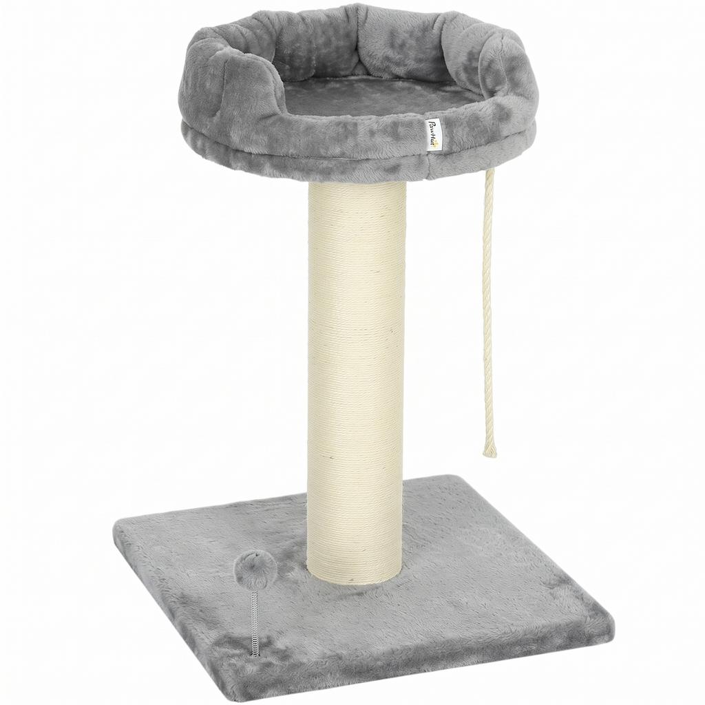 Scratching post cat tree cat bed, 1 cat bed, incl. cat toy, 55 cm x 55 cm x 83 cm, grey
