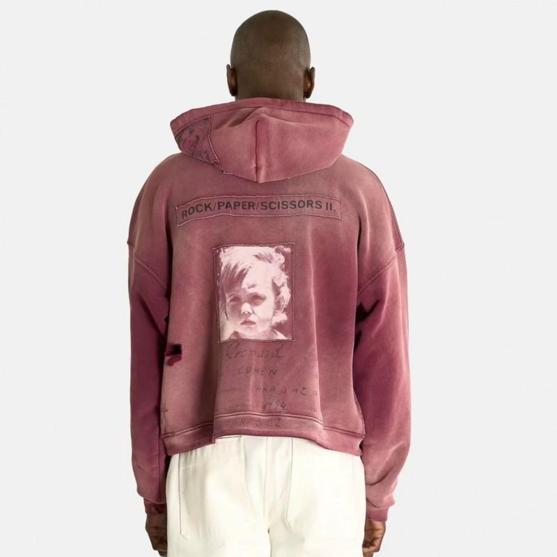 ERD 2026 Washed Distressed Zip-Up Hoodie Men Loose Fit Cotton Pullover With Print