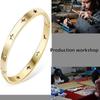 Trendy 18K Gold Plated Charm Bangle Bracelet with Diamond Hollow Out Star Design for Women Elegant Wedding Gift Jewelry