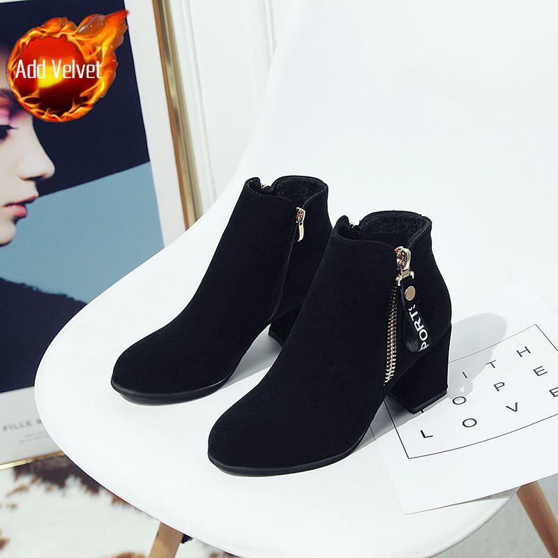Fashion Heeled Ankle Boots for Women Autumn Winter Round Toe Booties Chic and Elegant Fashion 2025 Warm Woman Short Shoes On Promotion