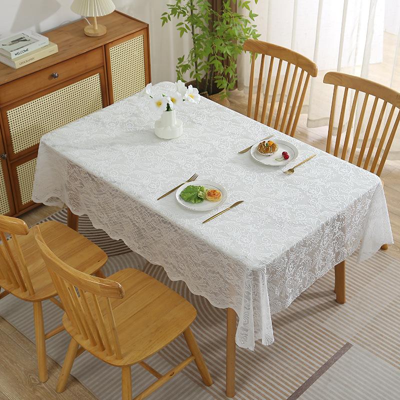 French Hollowed Out White Lace Tablecloth American Countryside Rectangular Dining Table Mat Photography Background Tablecloth