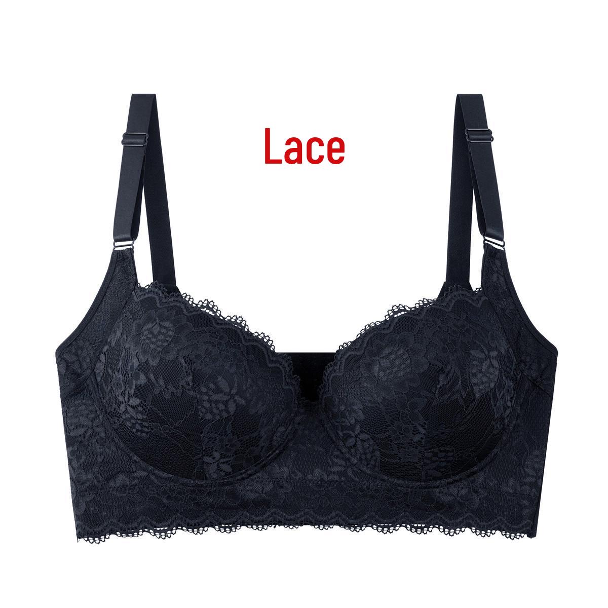 

Plus Size Lace Push-Up Bra with Underwire, Side Support & Deep V Design 46/105B чорний