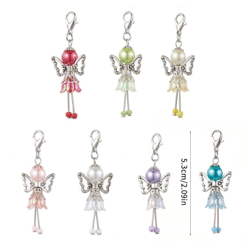 7pcs Elegant Angel Wing Charm Set Featuring Floral Factors and Faux Pearls for DIY Crafts and Accessories