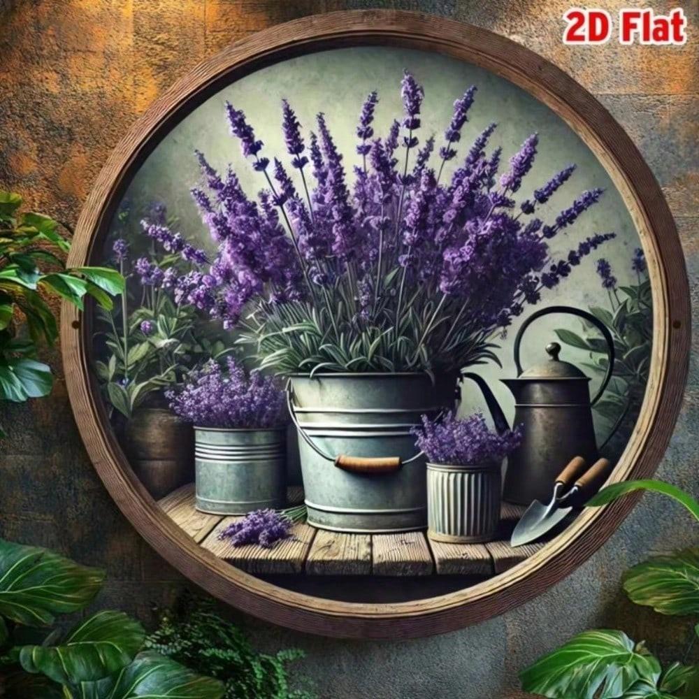 

Vintage Lavender Metal Wall Art, Tin Sign Decor for Room Cafe, Waterproof Home Decoration 20x20