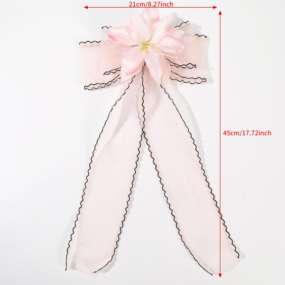 Long ribbon Flower Hairpin Large Barrette Bow Hair Clip For Women Girls Hairgrip Headwear Hair Accessories