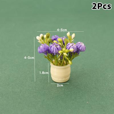1:12 Dollhouse Miniature Potted Plants Colorful Flower Pot Furniture Home Model Decor Toy Doll House Accessories