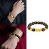Traditional Chinese Alloy Bracelet for Attracting Wealth Elastic Beaded Handchain Fashionable Good Luck Charm Wristchain