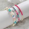 Bohemian Style Three-Layer Beaded Anklet, Vacation Ankle Chain with Turtle, Starfish and Conch Marine Elements