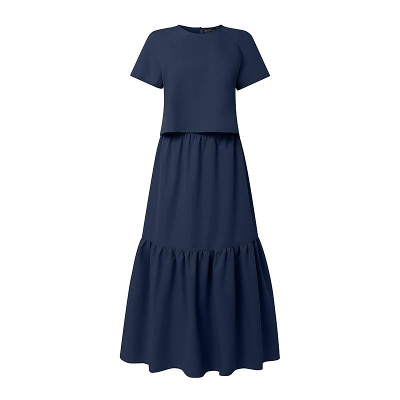 ZANZEA Women Short Sleeve Blouse and Long Skirts Summer Two Piece Suit Sets