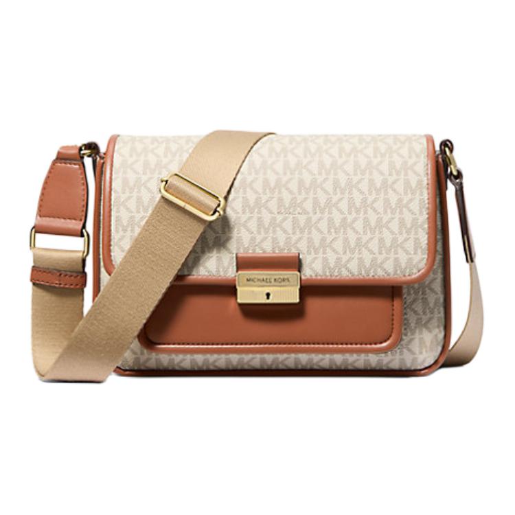 

Michael Kors MK Bradshaw Logo Print Coated Canvas Medium Shoulder Crossbody Bag Women Bags Vanilla 35R5G2BM8B-VANILLA Basic Set (Bag)