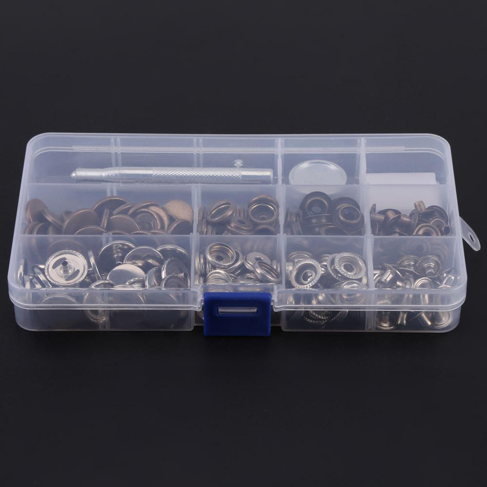 50 Sets Press Stud Snap Button Popper Fastener with Setting Tool for Leather 201#17mm