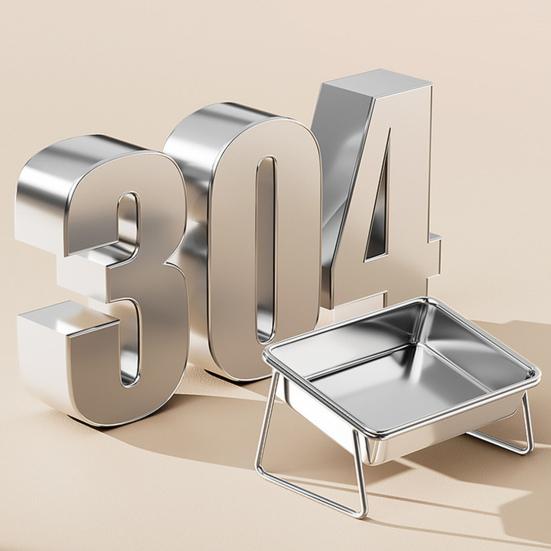 304 Stainless Steel Dog Basin 25cm Extra-Large Feeding Mouth 15-Degree Tilt Design Dog Dish with Dustproof Cover