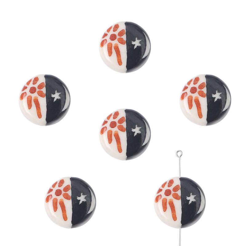 2 buc/pungă Vopsea manuală 15 mm Mărgele de porțelan ceramică cu model de inimă de flori Mărgele distanțiere libere pentru colier, cercei, bijuterii, artizanat