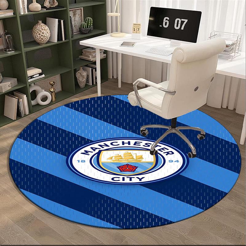 1pz Tappeto Rotondo Città Club di Calcio Stampato Tappeto Rotondo per Area, Tappeto per Casa Ufficio, Tappeto Rotondo per Sedia, Tappeto Decorativo Regali per Fan Regalo di Natale
