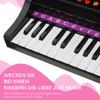 Keyboard for Kids with 37 Keys, Stool Piano with Microphone, LED Teaching Mode, Recording, Piano Musical Instrument for Children 3-6 Years Black