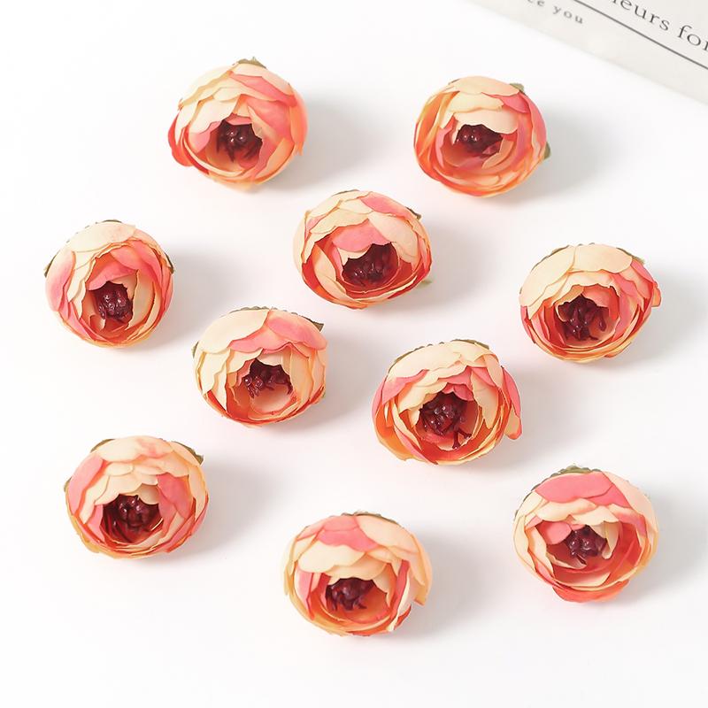 5/10/20Pcs 3cm Silk Tea Roses Heads Artificial Flowers Wedding Home Wedding Decor DIY Wreath Scrapbook Gift Box Fake Flowers