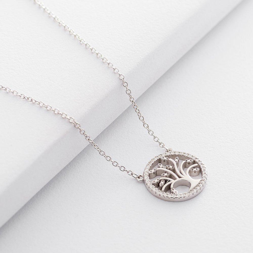 

Срібне кольє Древо життя (фіаніт) Oniks 40 срібний