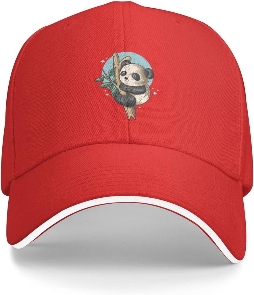 Cute Panda Climbing Tree Baseball Cap Polyester Sun Protection Casual Adjustable Cap for Adults