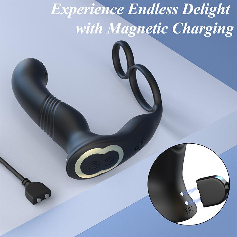 Telescopic Vibrating Butt Plug Anal Vibrator with Cock Ring Male Prostate Massager Buttplug Anus Sex Toys for Men Gay Adult