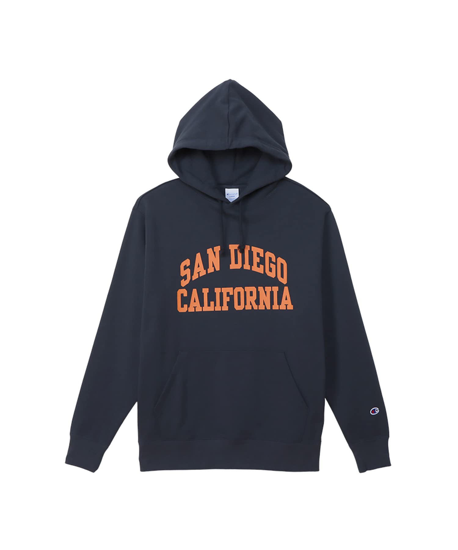 

Champion Basic Long Sleeve Cotton USA Big Logo Hooded Navy Men s Sweatshirt, (C3-Y122)