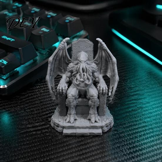 Cthulhu Throne Statue 3D Printed Statue, Gothic Resin Figurine for Shelf & Desk Mysterious Retro Ornaments Decor, Tentacle Monsters Dark Fantasy