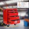 4-Drawer Multifunctional Tool Trolley with Casters, for Garage, Workshop, Warehouse and Repair Shop – with Stainless Steel Worktop – Color: Red