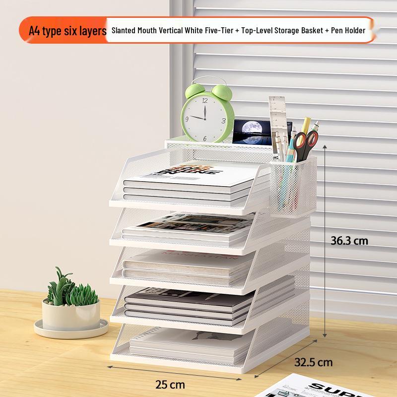 A3A4 Metall Desktop Aktenorganizer Rack - Büroarbeitsplatz Dokumentenhalter