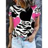 Summer Leopard Heart 3D Print T-Shirts Fashion Women's Round Neck Short Sleeve T Shirt Tees Harajuku Tops Female Clothing