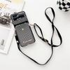 Black And White Grid Mobile Phone Case Is Suitable For Samsung Zflip6 Metal Red Panda Ears Wallet Crossbody Rope P50 Folding Screen