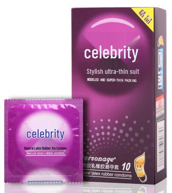 Celebrity Ultra-Thin Dynamic Threaded Condoms: Smooth, Liquid Lubricated, 0.02mm for Stylish, Enhanced Experience.