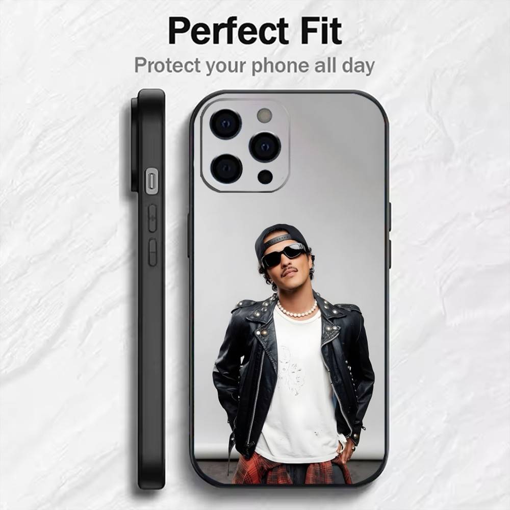 Star B-Bruno M-Mars Printed  Phone Case For iPhone17,16,15,14,13,12 Plus,Max Soft Silicone Black Cover