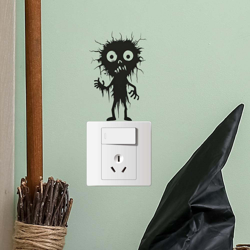Features Black Halloween Cartoon Switch Sticker Pvc Wall Decor For Living Room
