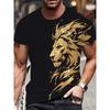 Summer Daily Casual Men's Short-sleeved Top New Outdoor Sports Men's Loose T-shirt Urban Street 3D Lion Print Men's T-shirt